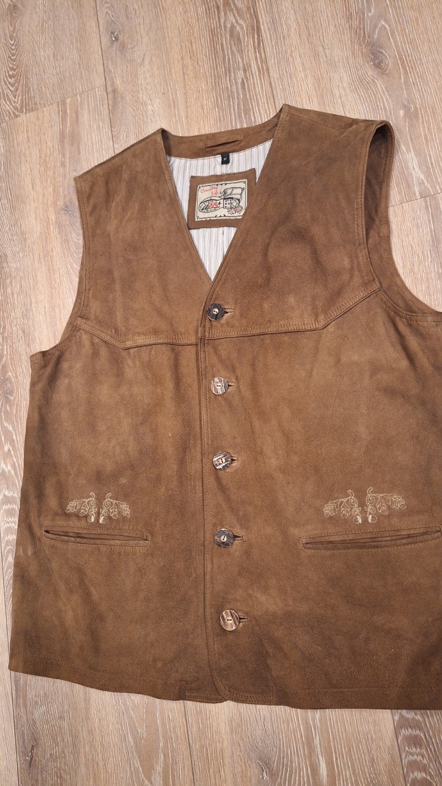 Leren gilet Tiroler vest 52 oktoberfeest, Ophalen, Gedragen, Maat 52/54 (L)