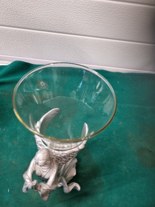 vaas met engel glas en aardewerk, Ophalen of Verzenden