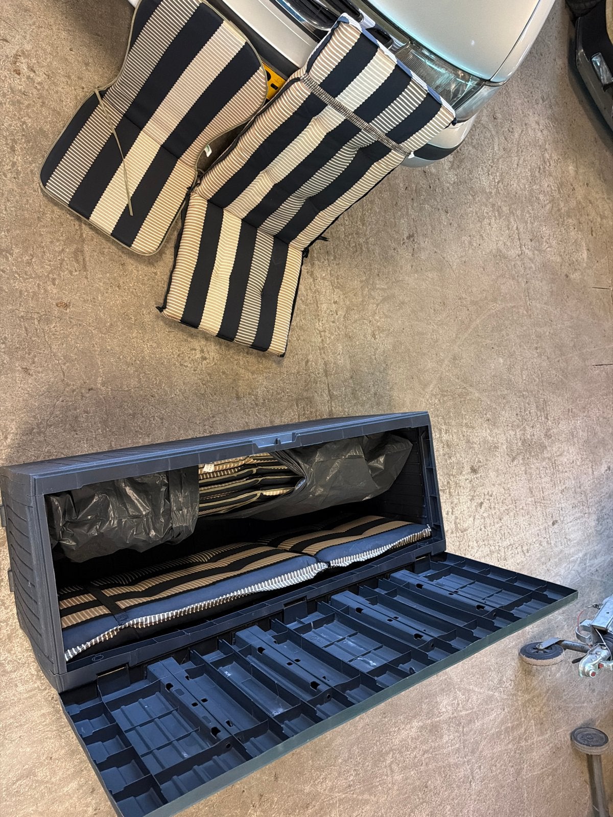 Kunststof opbergbox met kussens van Garden Feelings, Ophalen, Gebruikt, Kunststof, Overige typen