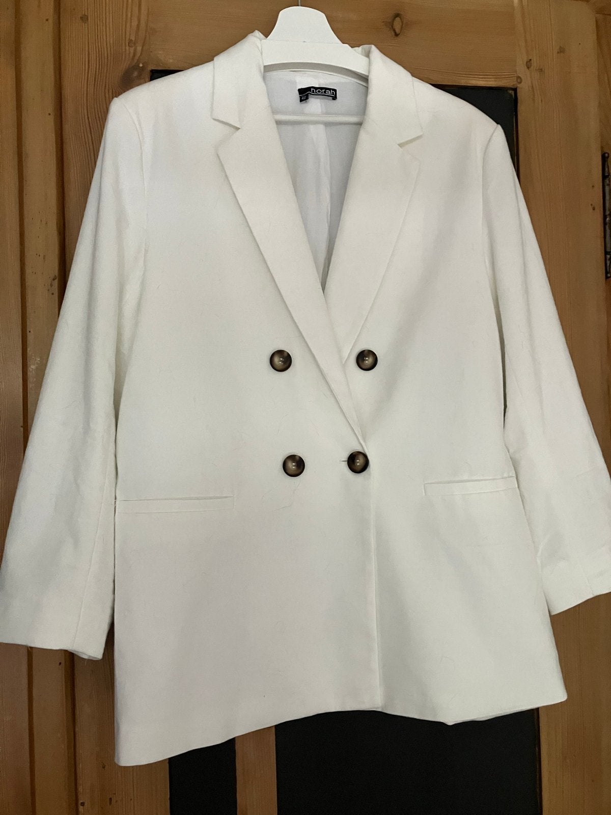 Witte double-breasted blazer van Norah, maat 42, Wit, Maat 42/44 (L), Ophalen of Verzenden, Zo goed als nieuw