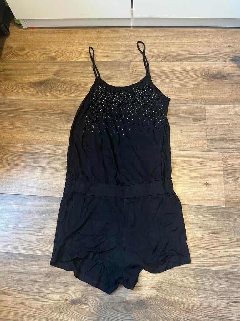 Zwarte playsuit met steentjes – maat 176 – Bon Prix, Kleding | Dames, Jumpsuits, Ophalen of Verzenden, Zo goed als nieuw, Maat 34 (XS) of kleiner