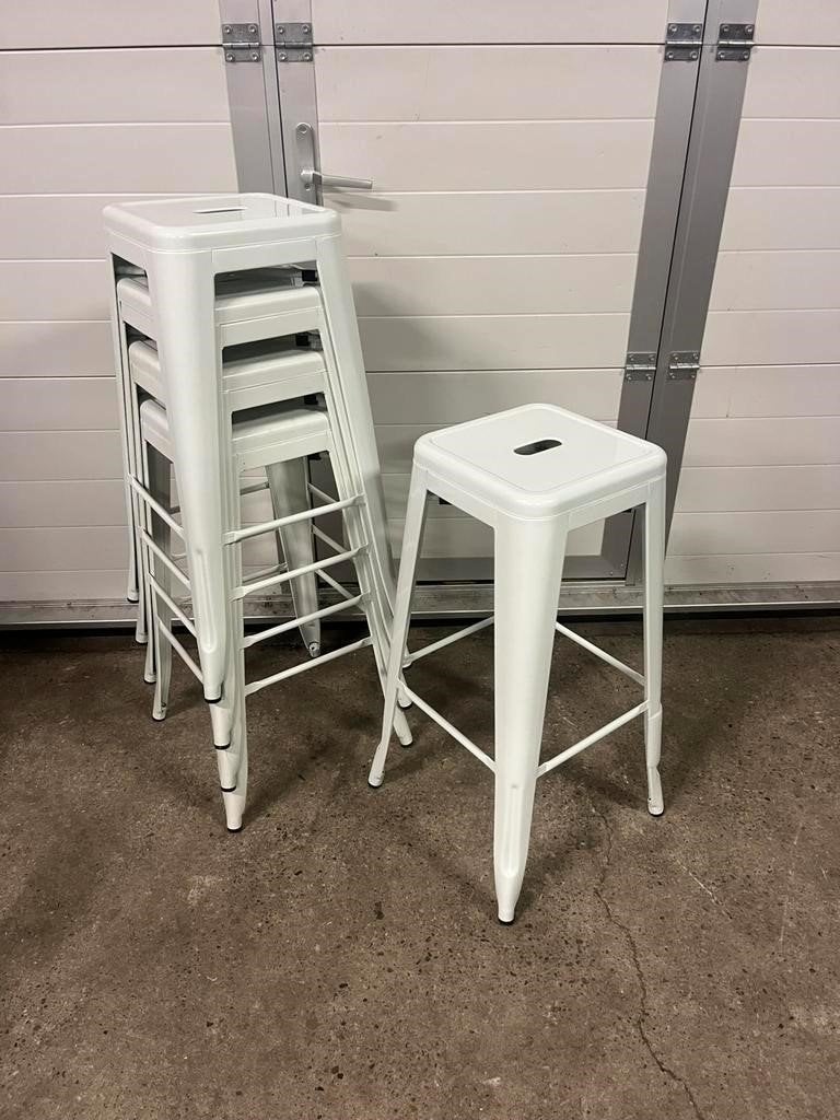 74 stuks Metalen horeca project kantine krukken Tolix wit, Ophalen, 5 krukken of meer, 60 tot 90 cm, Zo goed als nieuw