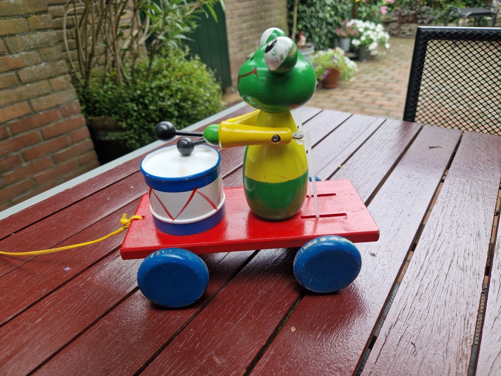 te koop houte trekfiguur kikker, Ophalen of Verzenden, Gebruikt