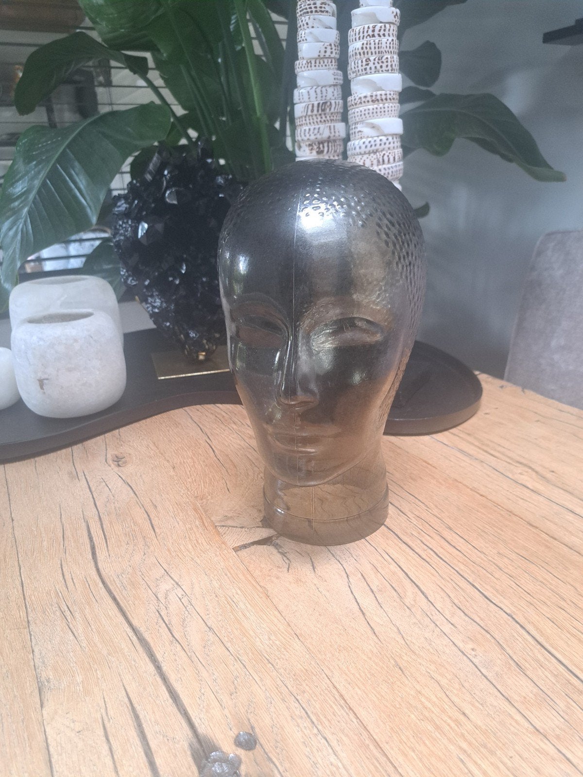 Decoratief Glazen Hoofd - Groen, Huis en Inrichting, Ophalen, Zo goed als nieuw, Groen, Glas