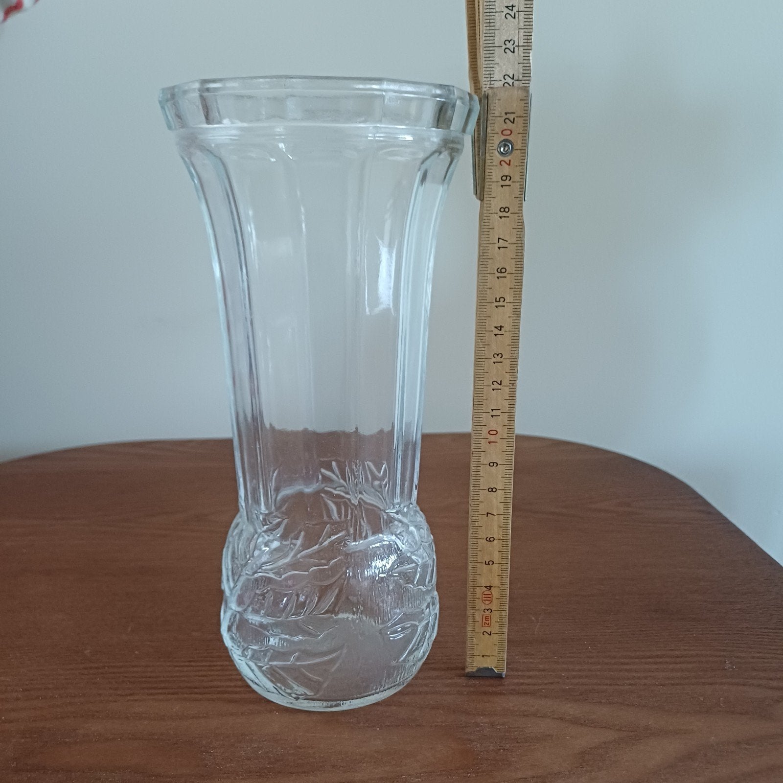 Vintage Fidenza persglazen vaas met bladmotief, Antiek en Kunst, Ophalen of Verzenden