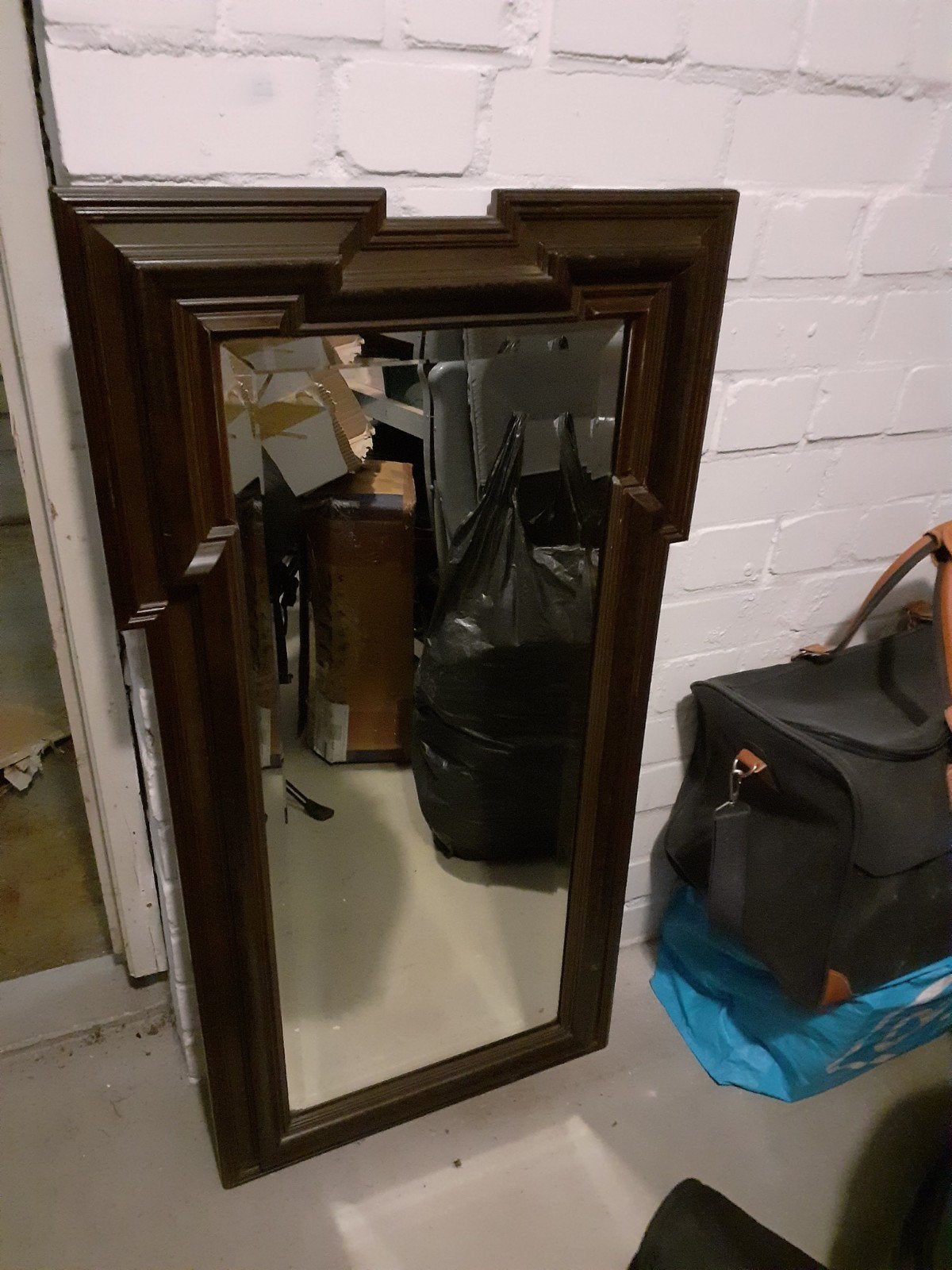 Vintage spiegel met houten lijst, Antiek en Kunst, Antiek | Spiegels, Ophalen, Rechthoekig, 50 tot 100 cm, 100 tot 150 cm