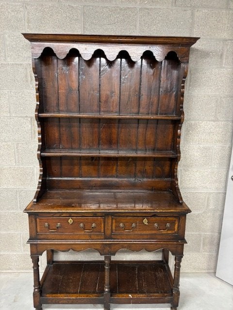 Antiek Engelse dresser/bordenkast doorleefd masief hout, Antiek en Kunst, Ophalen