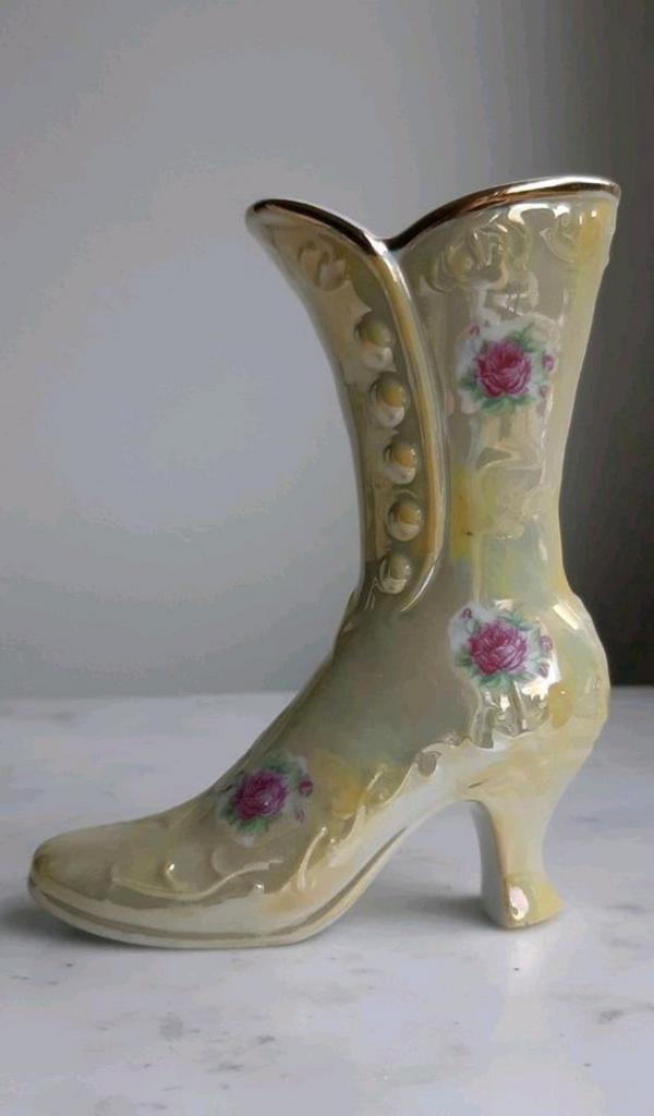 Porseleinen vintage laars schoen met roosjes, Antiek en Kunst, Ophalen of Verzenden