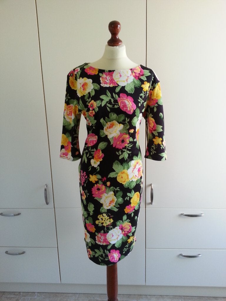 gebloemde jurk Vintage Chic maat 42, Verzenden, Zo goed als nieuw, Maat 42/44 (L), Onder de knie