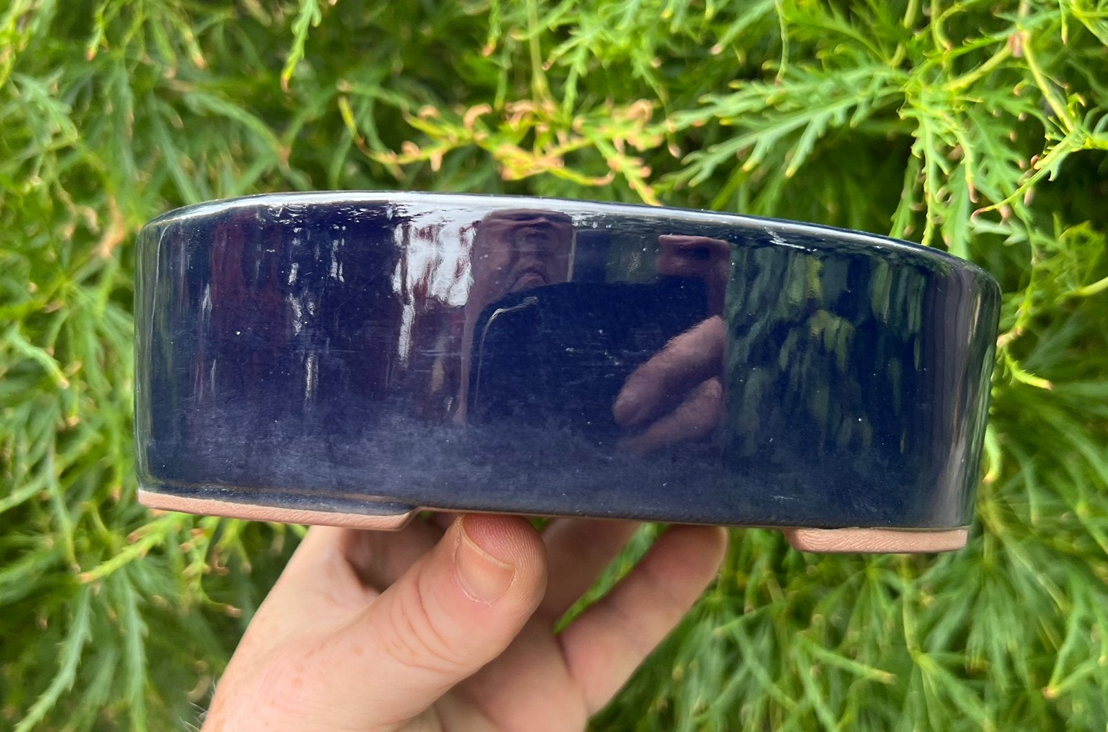 Bonsai schaal blauw geglazuurd Japans aardewerk 18,4x14,1x54, Tuin en Terras, Bloempotten, Ophalen of Verzenden, Zo goed als nieuw