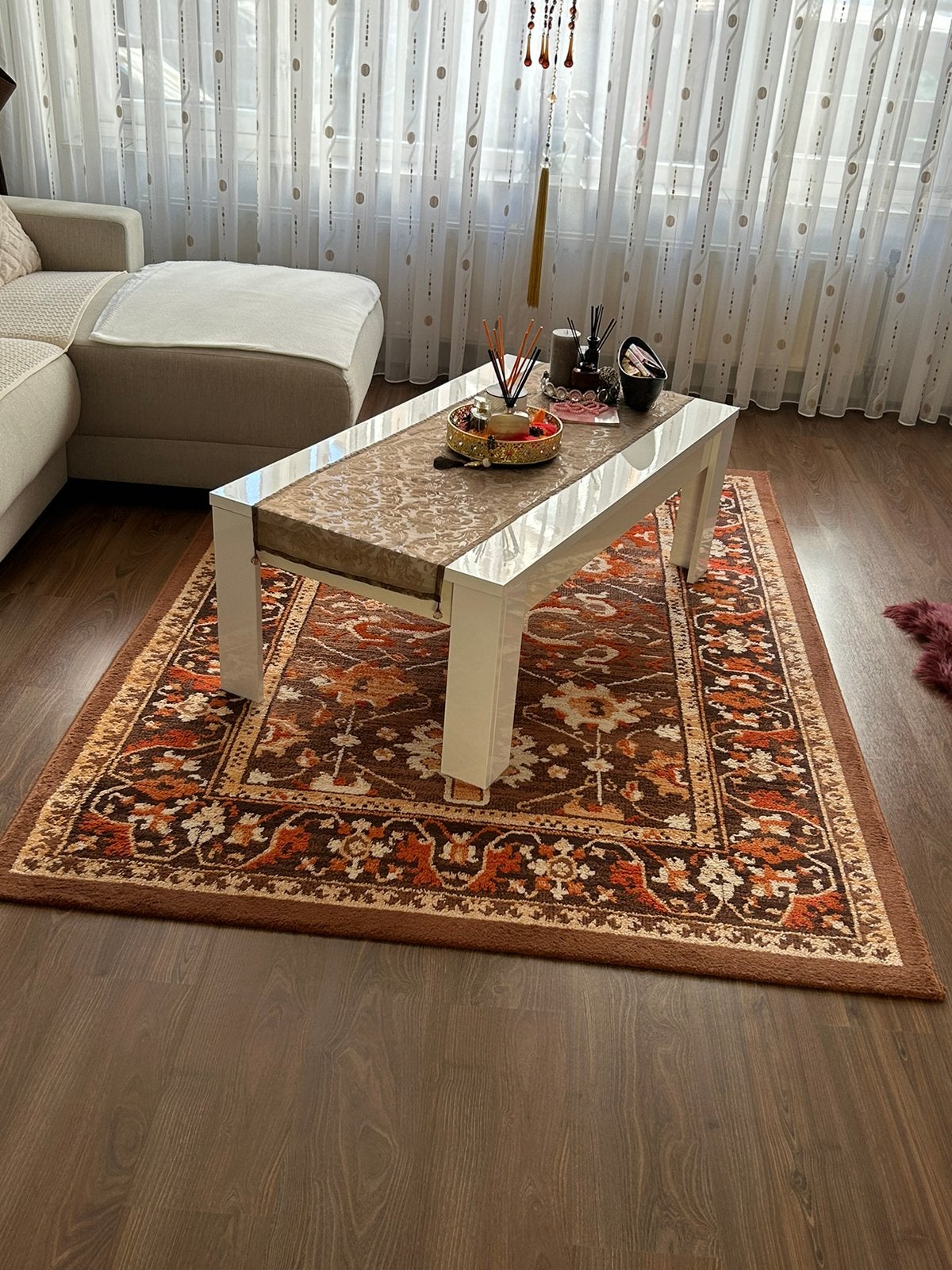 Vloerkleed, Ophalen, Bruin, 200 cm of meer, Zo goed als nieuw
