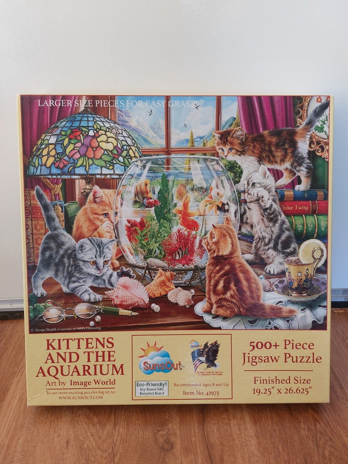 Puzzel van SunsOut • 'Kittens and the aquarium', Ophalen of Verzenden, 500 t/m 1500 stukjes, Zo goed als nieuw, Legpuzzel