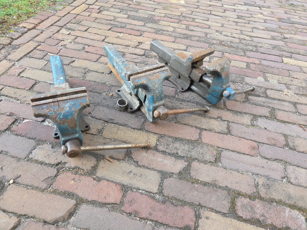 3 x Front Heuer bankschroef, Bek breedte 14 cm, Ophalen, Gebruikt