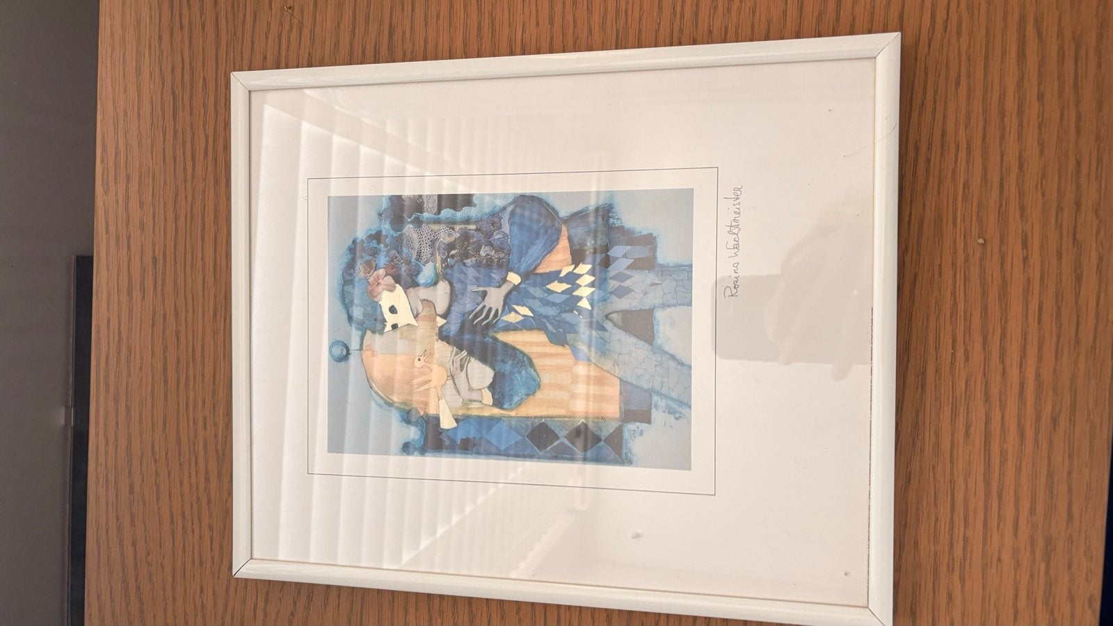 Ingelijste print in blauwtinten -Rosina Wachtmeister, Antiek en Kunst, Kunst | Schilderijen | Klassiek, Overige stijlen, Portret of Personen