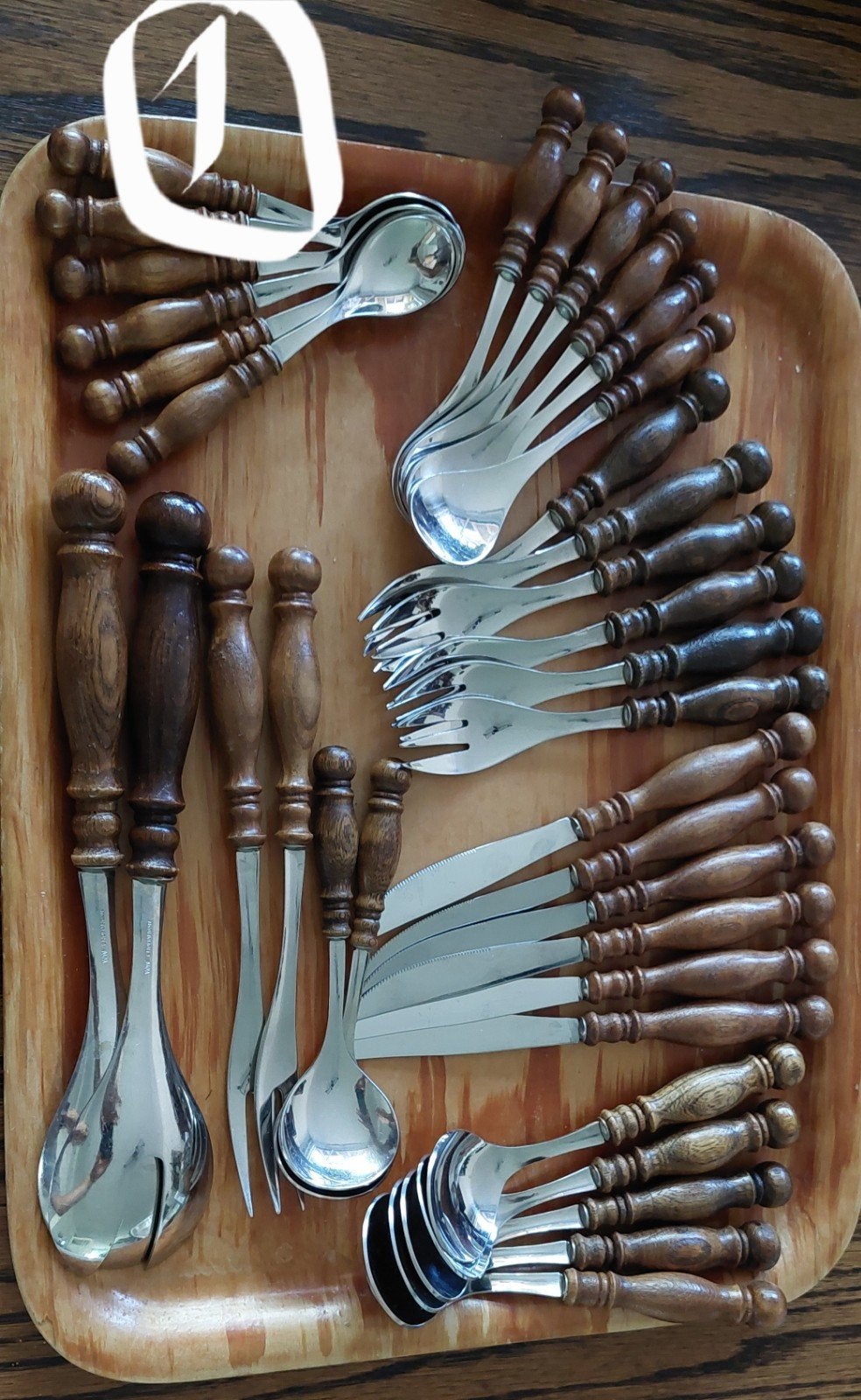 Bestek rvs/houten handvatten WMF GRomargan, Ophalen, Nieuw, Rvs of Chroom, Bestekset
