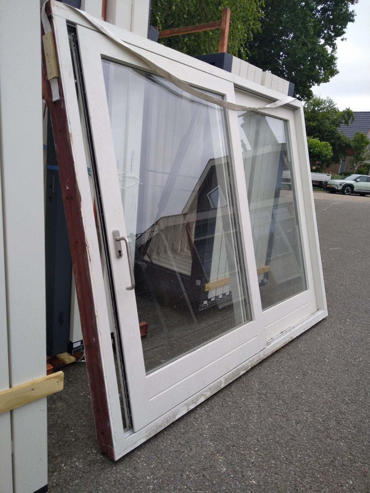 Hardhouten schuifpui, Ophalen, Gebruikt, Buitendeur, Schuifdeur