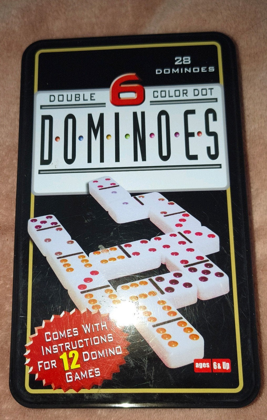 Nieuw blik met dominostenen - Double 6 Color Dot, Ophalen of Verzenden, Nieuw