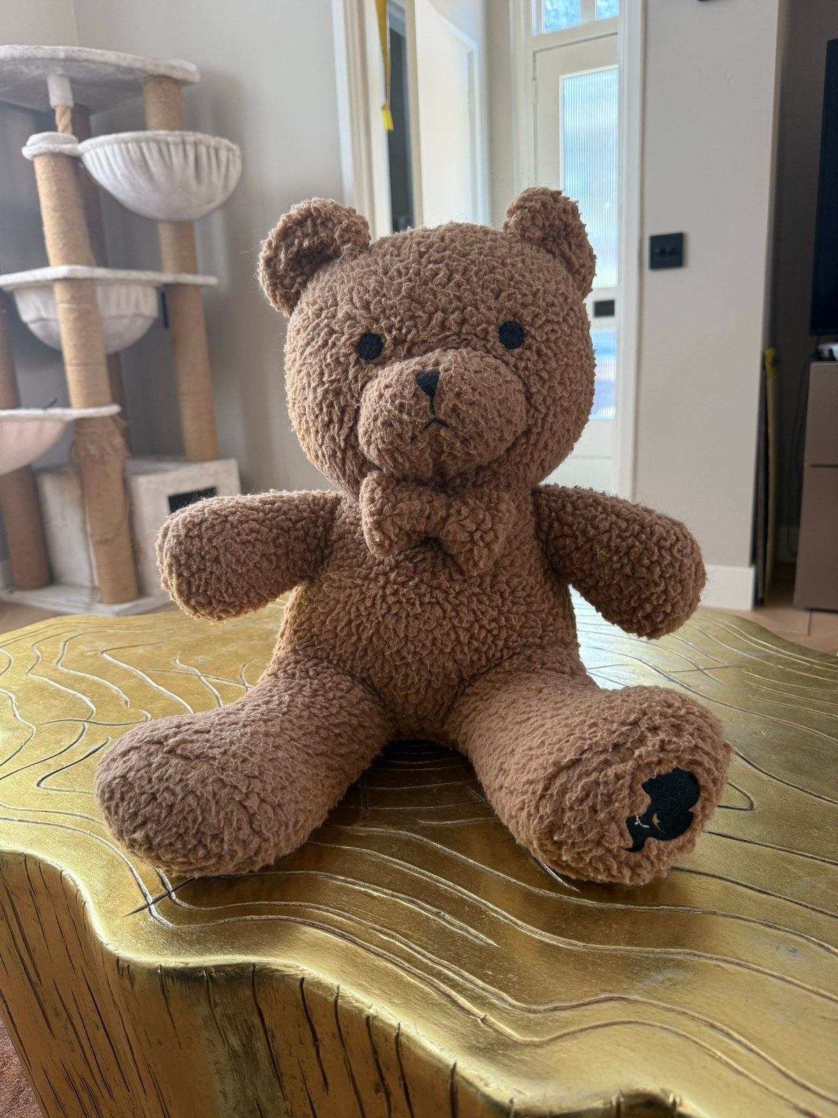 Reinders teddybeer - Bruine knuffelbeer met strik, Gebruikt, Overige merken, Overige karakters, Beer
