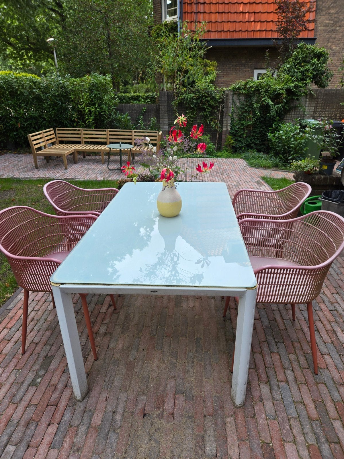 Tuintafel met tuinstoelen, Ophalen, Gebruikt, Aluminium, Tuinset