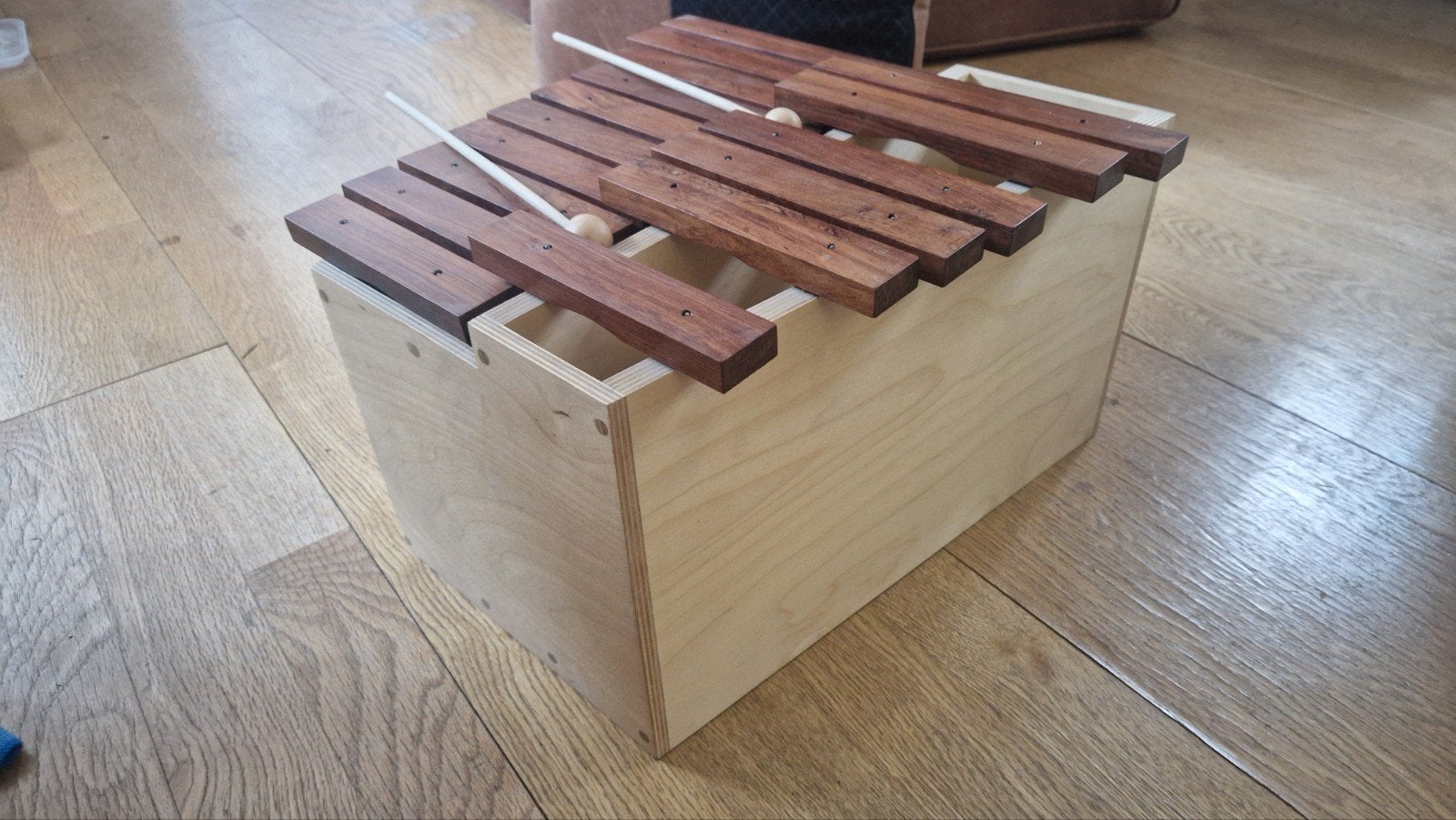 Houten xylofoon zelfgemaakt met stokken, Ophalen of Verzenden, Zo goed als nieuw