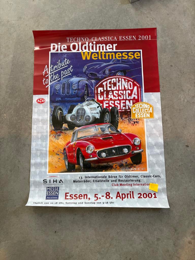 Poster Techno-Classica Essen 2001 - Oldtimer Weltmesse 60x40, Ophalen, A1 t/m A3, Overige onderwerpen, Rechthoekig Staand