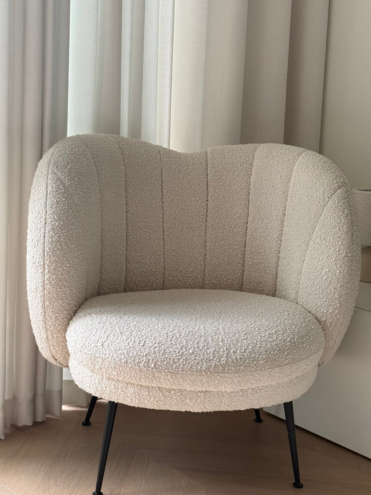 Fauteuil boucle ( Loods5 ), Ophalen, Eenpersoons, 75 tot 100 cm, Zo goed als nieuw