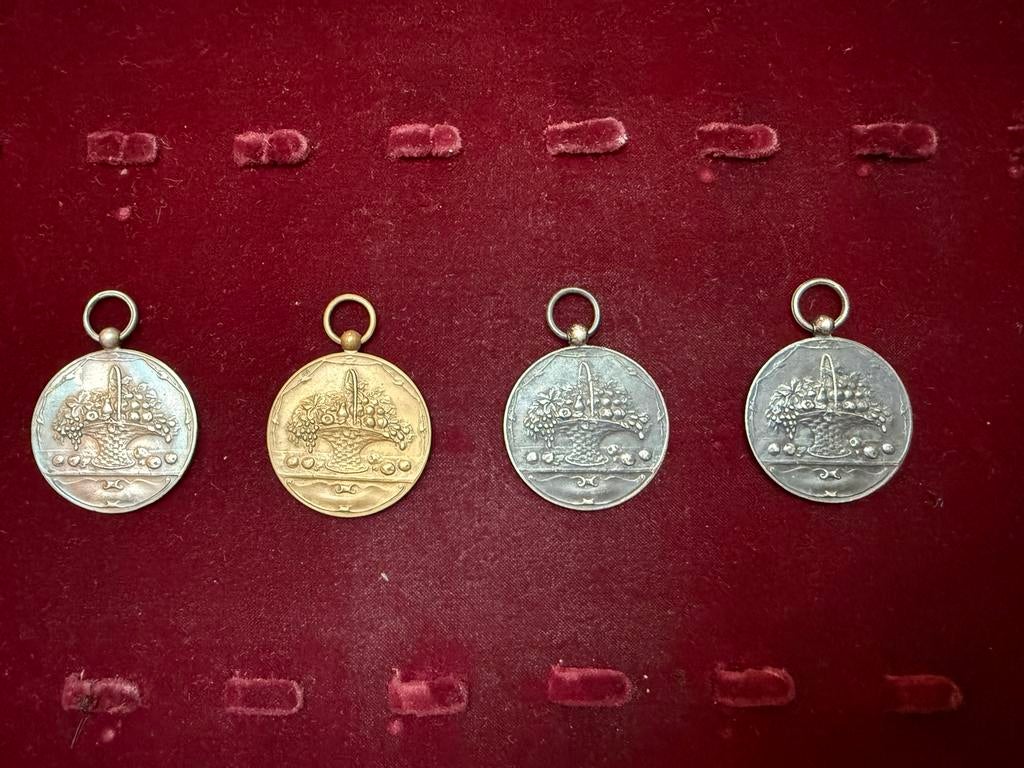 Set van 4 Medailles Handelsfruit -, Ophalen of Verzenden, Brons, Nederland