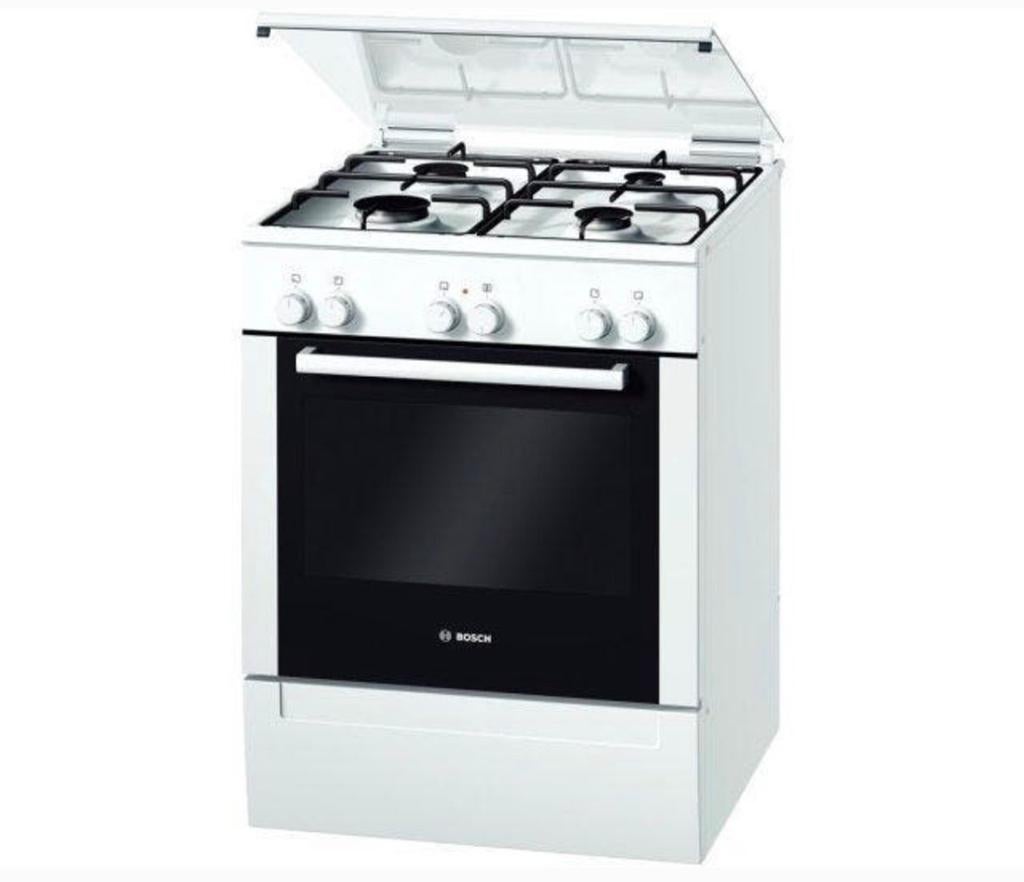 Bosch Vrijstaand Gasfornuis met Oven - Wit, Witgoed en Apparatuur, Fornuizen, Ophalen, 60 cm of meer, 4 kookzones, Zo goed als nieuw