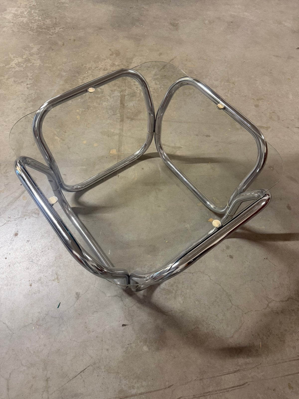 Buisframe salontafel met glazen blad retro chroom zilver, Huis en Inrichting, Tafels | Salontafels, Ophalen, Gebruikt, 50 tot 100 cm