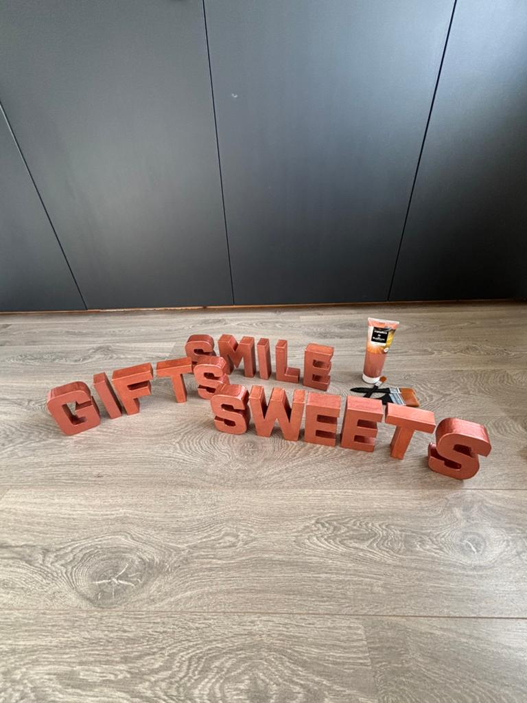 Bruiloft Letters Koperkleur – SWEETS/GIFTS/SMILE - moet weg!, Ophalen of Verzenden, Zo goed als nieuw