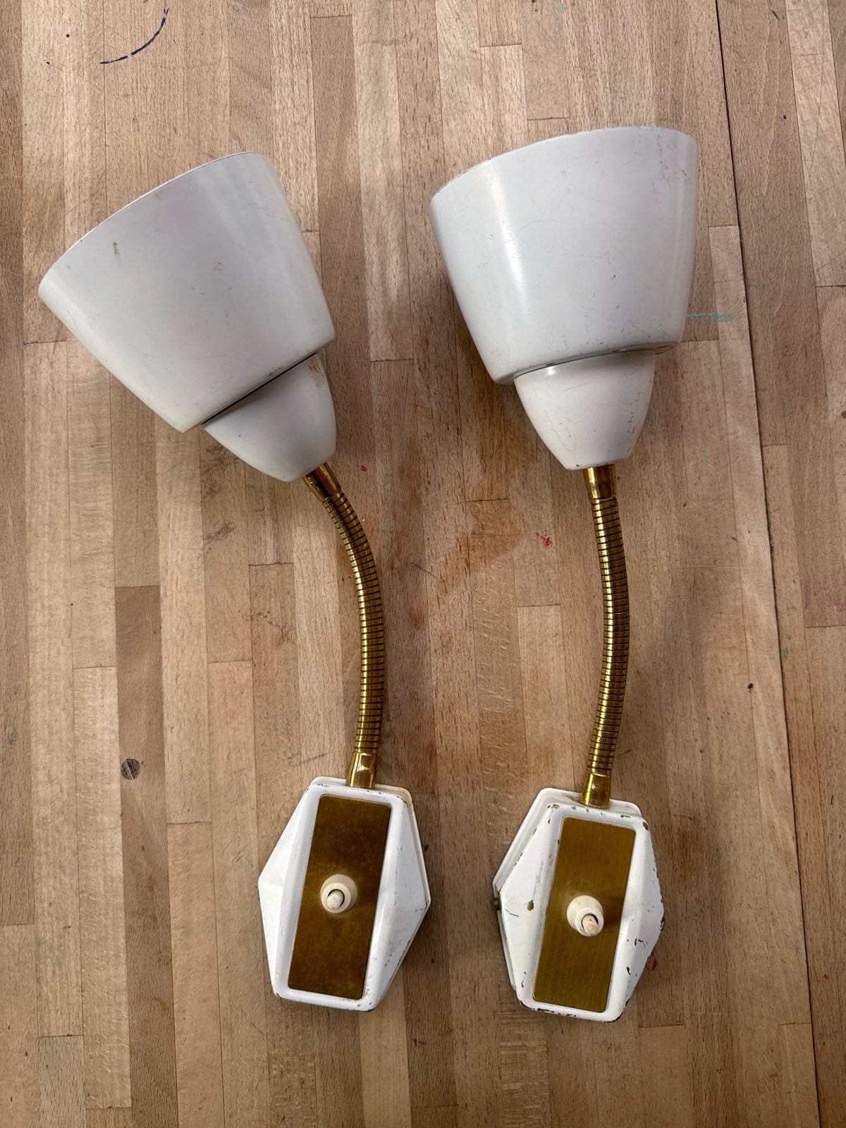 Vintage wandlampjes bedlampjes met flexibele arm, Ophalen of Verzenden
