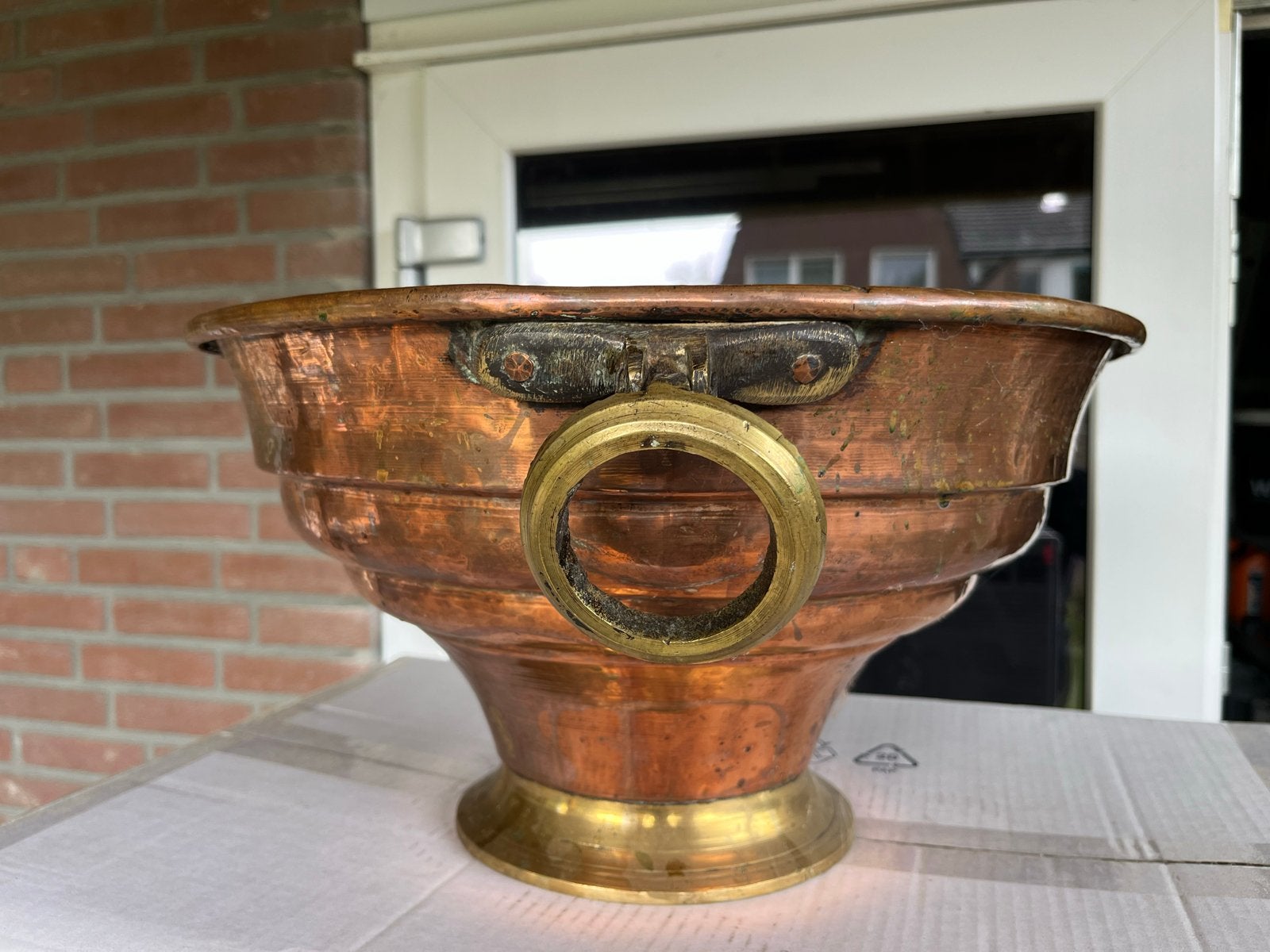 Antiek Koperen Jardinière / Cachepot / Bloempot / Wijnkoeler, Antiek en Kunst, Ophalen, Koper