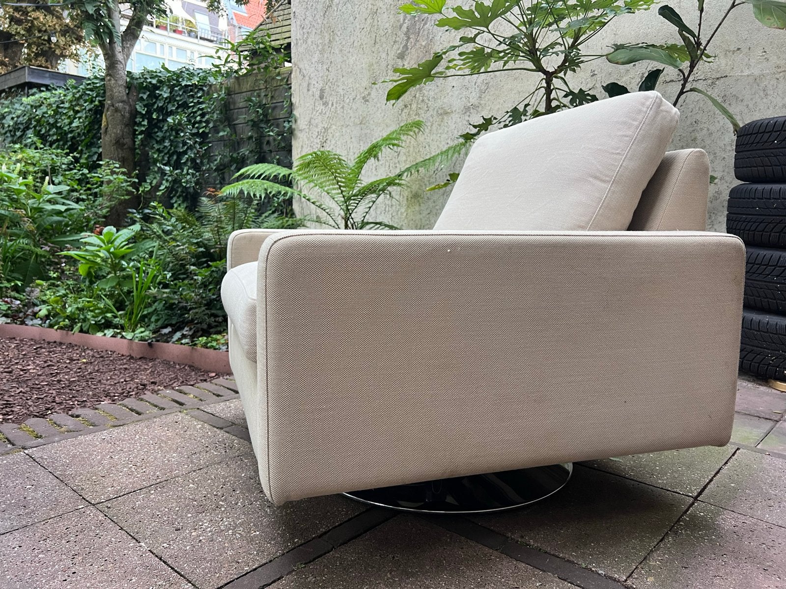 Comfortabele draaibare fauteuil met stoffen bekleding, Ophalen, Gebruikt, Overige kleuren, Eén