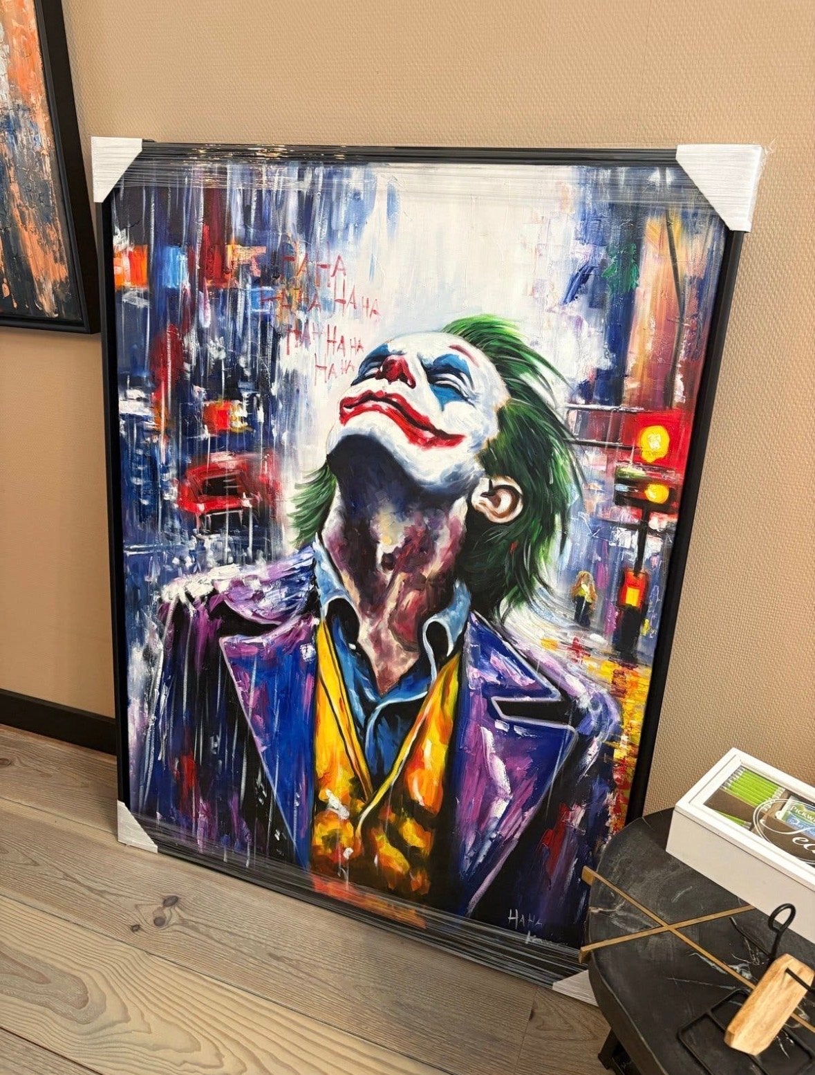 Groot Schilderij The Joker 90x120cm met Baklijst, Ophalen, Acrylverf, Film, Ingelijst