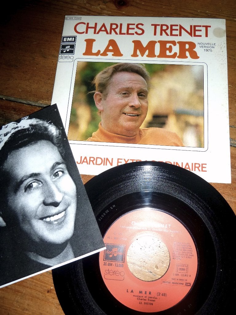 single CHARLES TRENET la mer le jardin 1975 (1958), Ophalen of Verzenden, Gebruikt, Pop