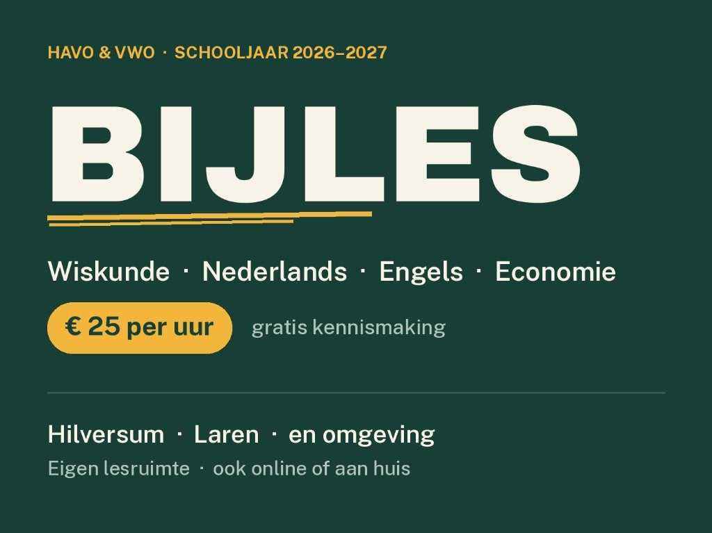 Bijles wiskunde, Nederlands, Engels, economie | Het Gooi, Diensten en Vakmensen, Bijles, Privé-les en Taalles, Privéles, Bijles
