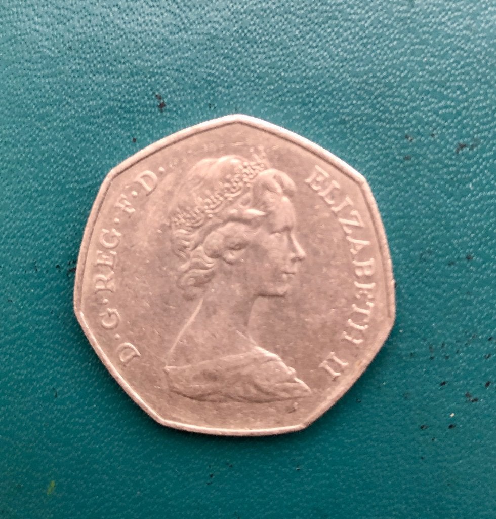50 Pence munt "Hands" uit 1973 (toetreding VK tot de EEC), Ophalen of Verzenden, Overige landen, Losse munt