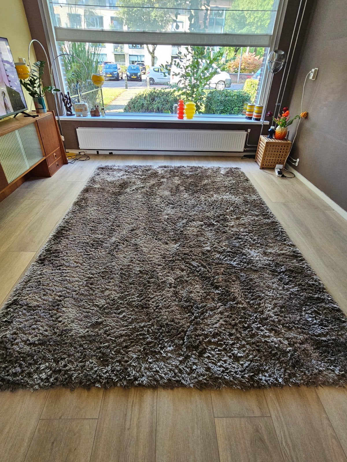 Hoogpolig vloerkleed - Bruin - circa 200x300 cm, Ophalen, Gebruikt, Bruin, 200 cm of meer