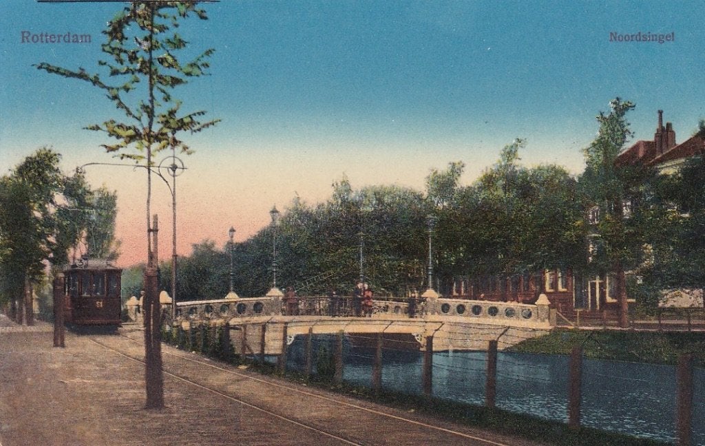729S Rotterdam Noordsingel Oz., Zomerhofbrug, tram lijn 3, Ophalen of Verzenden, Voor 1920, Ongelopen, Zuid-Holland
