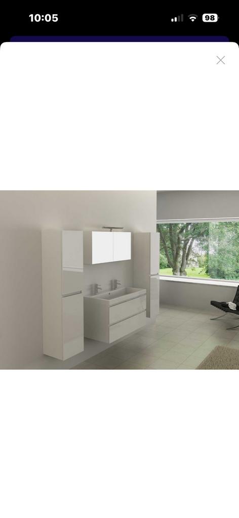 Luxe Badkamermeubelset met Dubbele Wastafel en Kasten, Huis en Inrichting, Badkamer | Badkamermeubels, 100 tot 150 cm, Nieuw, Ophalen of Verzenden