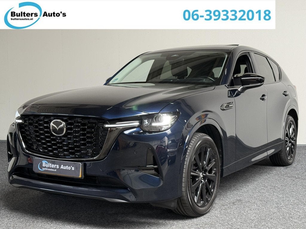 Mazda CX-60 2.5 e-SkyActiv PHEV Homura | PANO | TRHK, Auto's, Mazda, Automaat, Gebruikt, 4 cilinders, Blauw