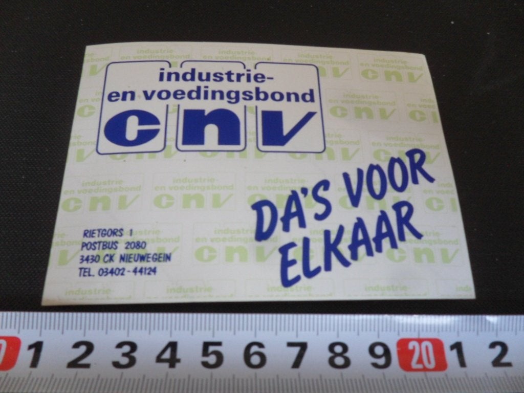 sticker Nieuwegein CNV Industrie- en voedingsbond, Ophalen of Verzenden, Zo goed als nieuw