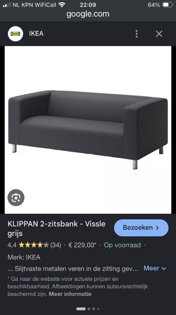 2 Klippan tweezitsbanken IKEA, Ophalen, Kunststof, Gebruikt, 150 tot 200 cm