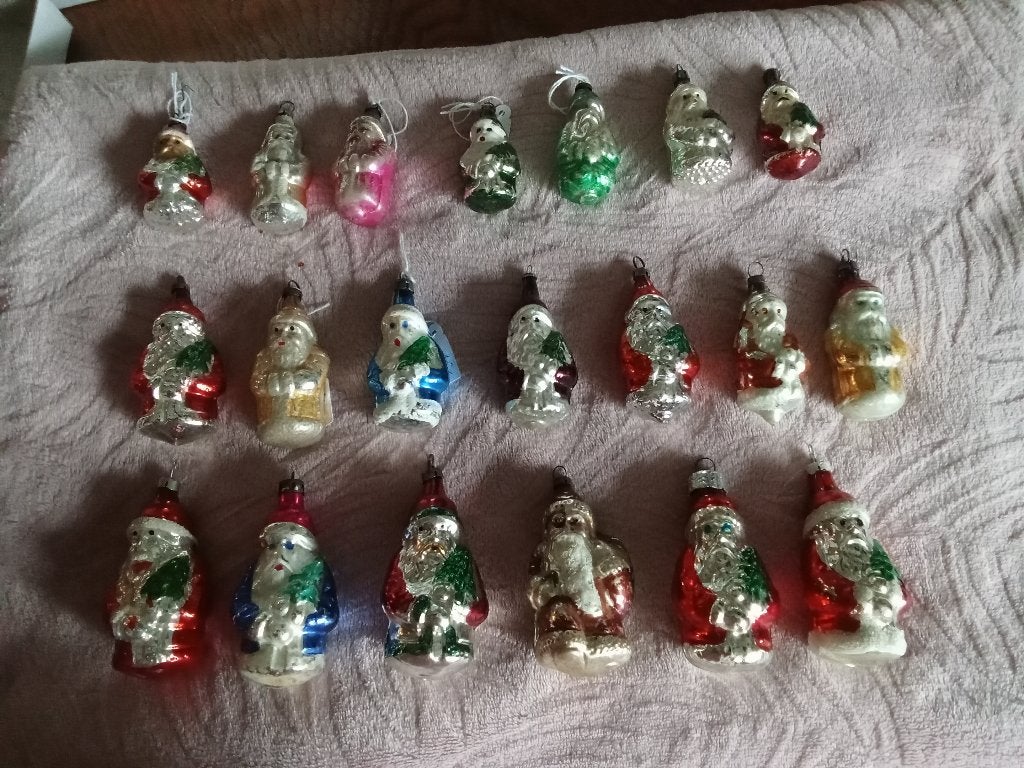 antieke kerstbal nr 322 model kerstmannen verkoop per stuk, Diversen, Kerst, Ophalen of Verzenden
