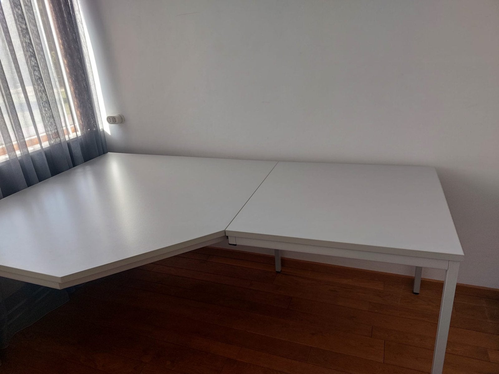 Groot modulair stalen bureau - zo goed als nieuw, Ophalen, Demontabel, Metaal, Hoekbureau