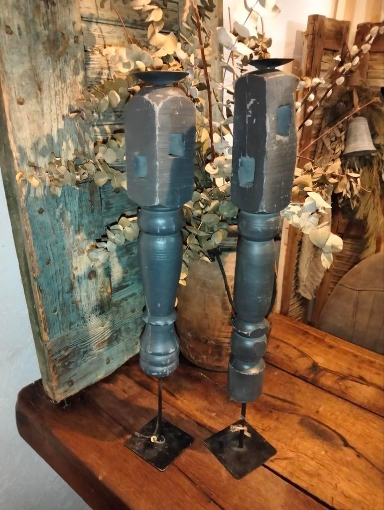 2 Grote balusters baluster kandelaars kandelaren brocante, Ophalen of Verzenden