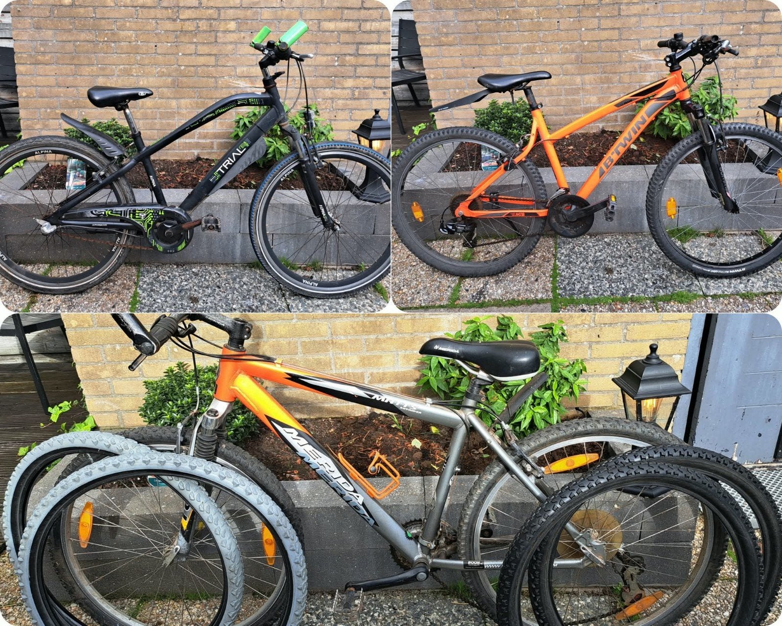 3 fietsen en acc. Alpina Trial, Rockrider, Merida allemaal 2, Ophalen, Hardtail, Velgrem, Zo goed als nieuw