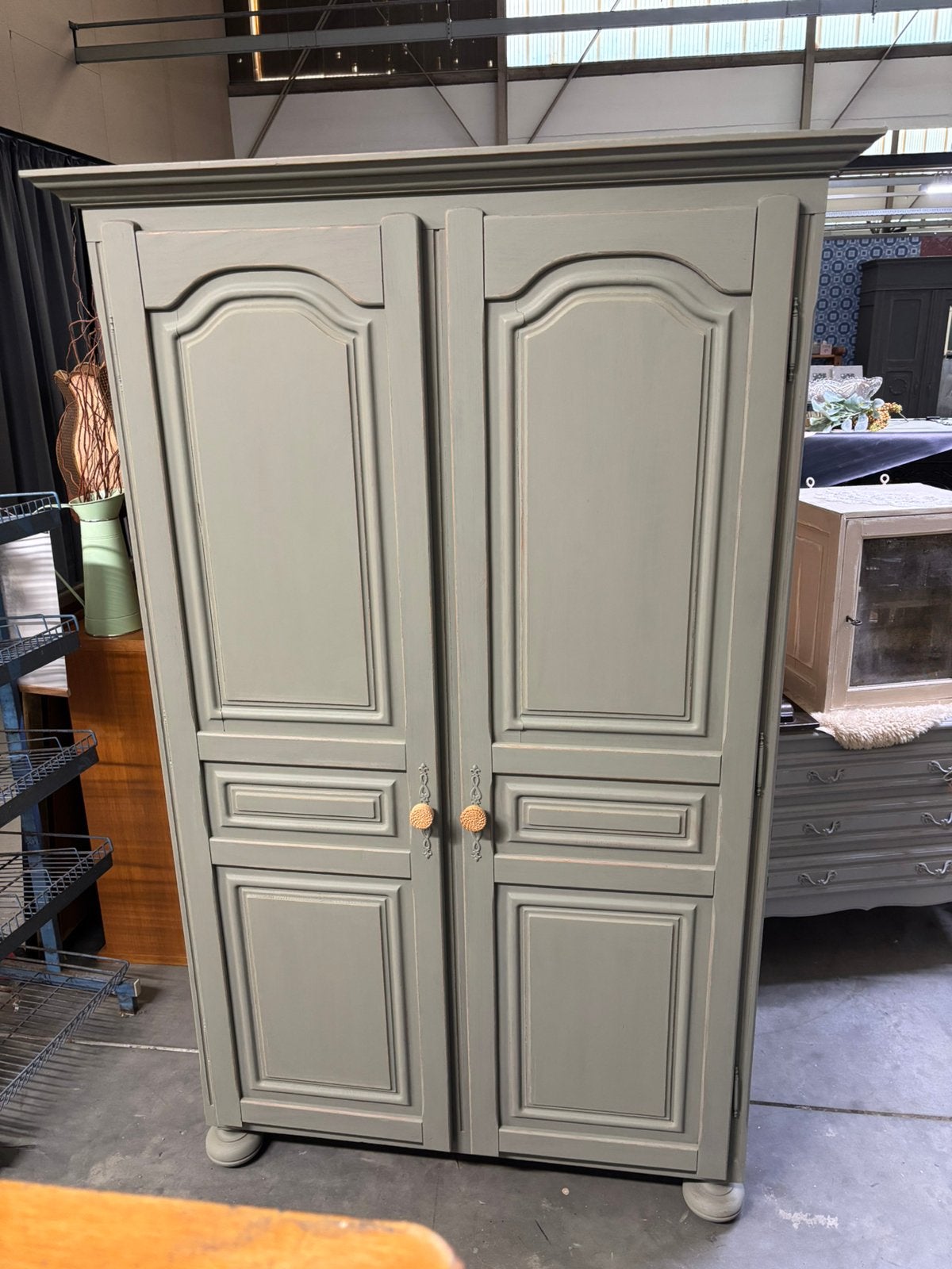Vintage Brocante kledingkast, Ophalen, 100 tot 150 cm, Eikenhout, Studiolarilo@gmail.com