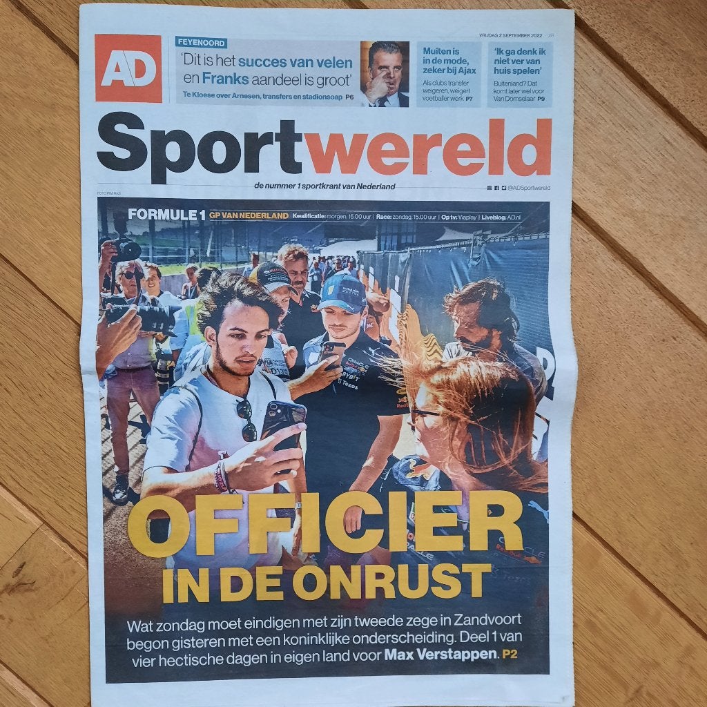 AD Sportwereld Formule 1 vrijdag 2 september 2022, Verzamelen, Ophalen of Verzenden, Zo goed als nieuw, Formule 1
