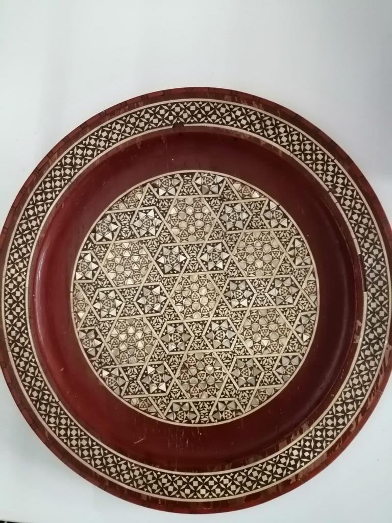 Decoratieve houten schaal met parelmoer inleg, Ophalen